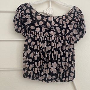 NWT Free People Babydoll Top Black & Pink Florals SZ XS